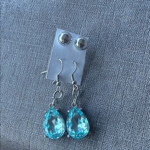 Elegant Silver and Blue Teardrop Earrings